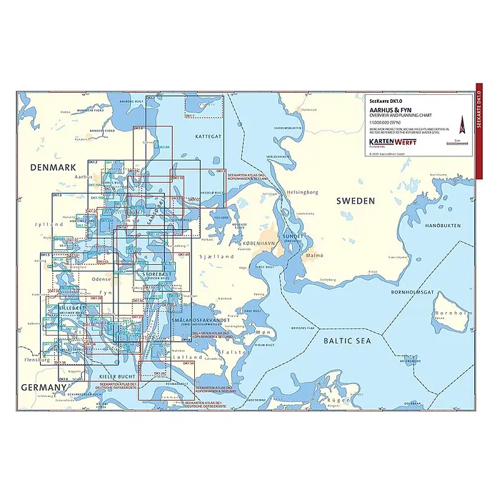 SeeKarten Atlas DK1 | Aarhus & Fünen -  - Seekarte DK1.0 Aarhus & Fyn, eine Planungsübersicht der dänischen Gewässer mit eingezeichneten Detailkarten.