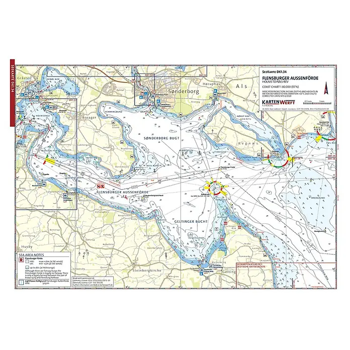 SeeKarten Atlas DK1 | Aarhus & Fünen -  - Detaillierte Seekarte der Flensburger Förde und umliegender Seegebiete mit Tiefen, Küstenlinien und Navigationshilfen für die maritime Navigation.