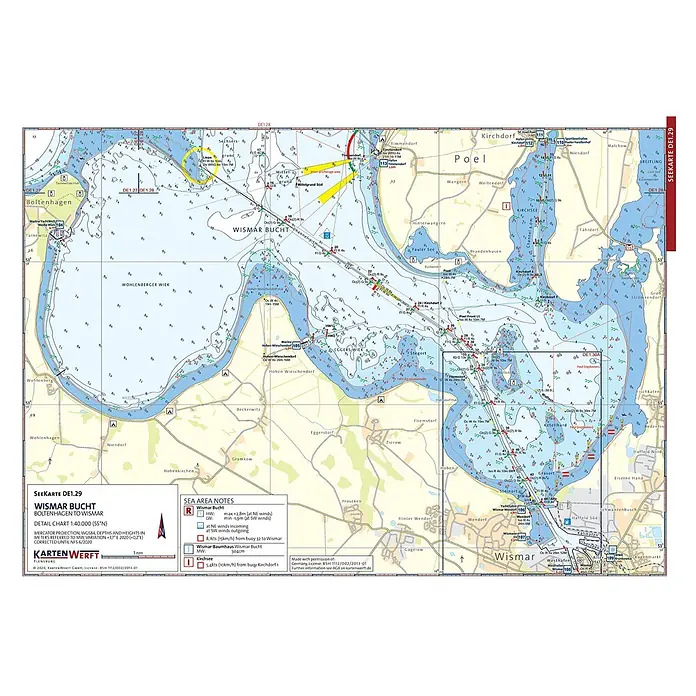 SeeKarten Atlas DE1 | Deutsche Ostseeküste -  - Seekarte der Wismar Bucht mit Tiefen, Fahrwassern und Küstenmerkmalen zur sicheren Navigation.