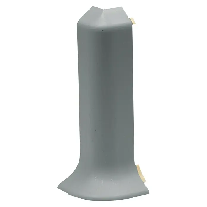 LOGOCLIC Außenecke - Grau, 2 Stk., Geeignet für: Hartschaum-Sockelleisten - Graue Viertelkreis-Ecksäule, ideal für stilvolle und schützende Bodenabschlüsse. Das Profil sorgt für eine saubere Optik.