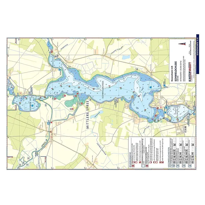BinnenKarten Atlas 3 | Berlin und Brandenburg -  - Detaillierte nautische Karte des Schwielochsee-Seensystems mit Tiefenangaben und Navigationshilfen.