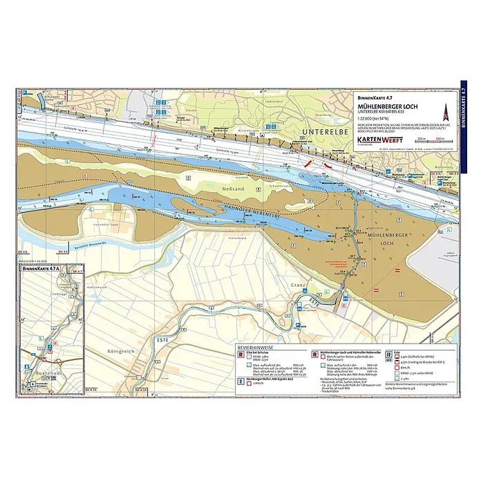 BinnenKarten Atlas 4 | Elbe - Hamburg -  - Binnenkarte 4.7 der Unterelbe, detailliertes Navigationsblatt für Mühlenberger Loch und angrenzende Gebiete.