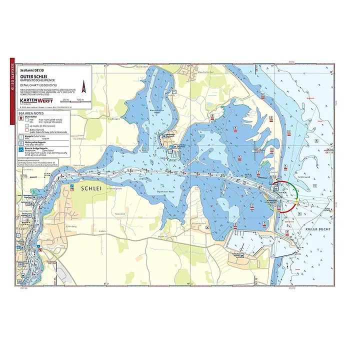 SeeKarten Atlas DE1 | Deutsche Ostseeküste -  - Seekarte der äußeren Schlei von Kappeln bis Schleimünde, Maßstab 1:20.000.