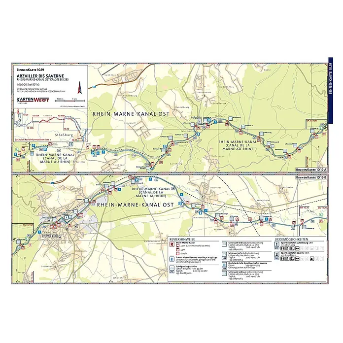 BinnenKarten Atlas 10 | Mosel und Saar -  - Detailreiche Navigationskarte des Rhein-Marne-Kanals von Arzviller bis Saverne mit Schleusen, Tunneln und Revierhinweisen.