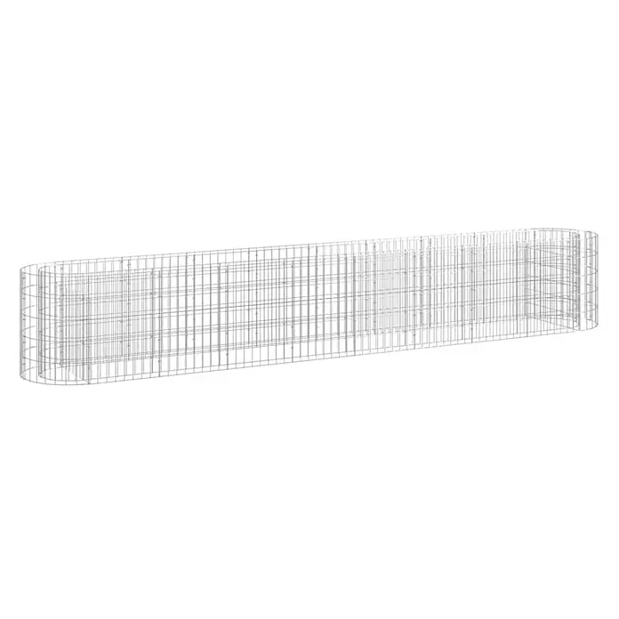 Furnicato Hochbeet - 330 x 50 x 50 cm, Metall, Silber - Graues längliches Drahtgittergerüst mit abgerundeten Enden, geeignet für Gabionen oder Betonbewehrung.