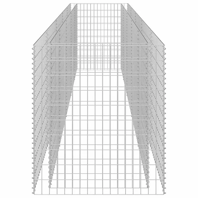 Furnicato Gabionen-Hochbeet - 450 x 90 x 100 cm, Stahl - Silber-grauer Drahtgeflecht-Gabionenkorb, ein leerer U-förmiger Maschendrahtkäfig für Füllmaterial.
