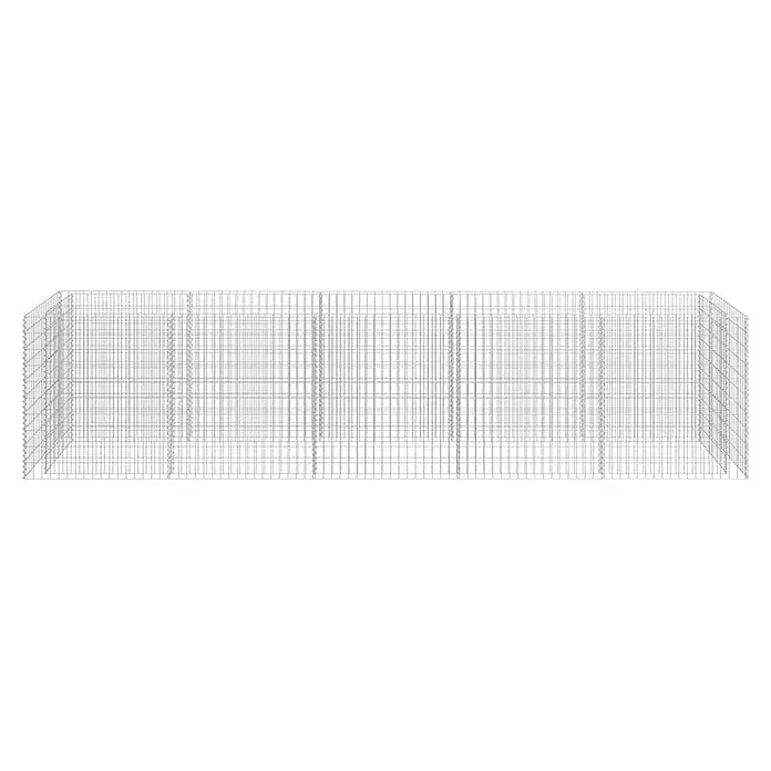 Furnicato Gabionen-Hochbeet - 450 x 90 x 100 cm, Stahl - Leerer, rechteckiger Gabionenkorb aus silbernem Drahtgeflecht, bereit zum Befüllen.
