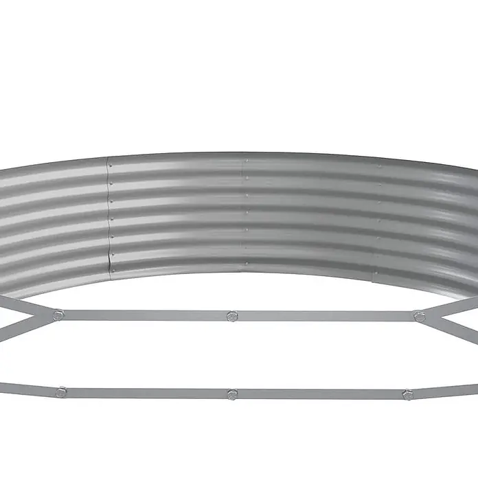 Furnicato Hochbeet - 373 x 140 x 36 cm, Stahl, Silber - Geschwungenes Hochbeetsegment aus silbernem Wellblech mit interner Stützstruktur.