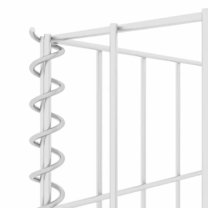 Furnicato Gabione - 40 x 260 x 80 cm, Stahl - Weißer Metall-Gartenbogen mit spiralförmigem Zierelement am vertikalen Pfosten.