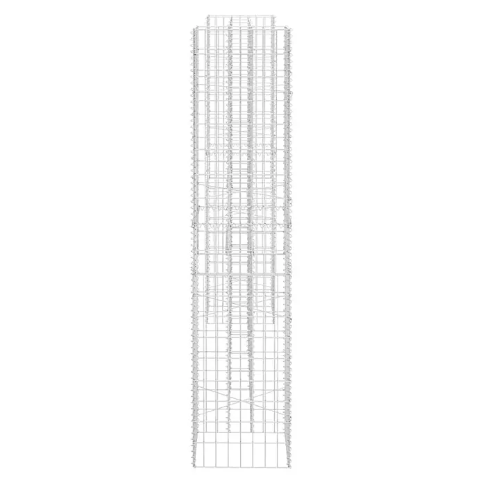 Furnicato Hochbeet - 40 x 260 x 200 cm, Stahl, Silber - Hoher, leerer, rechteckiger Gabionenkorb aus silbernem Drahtgeflecht.