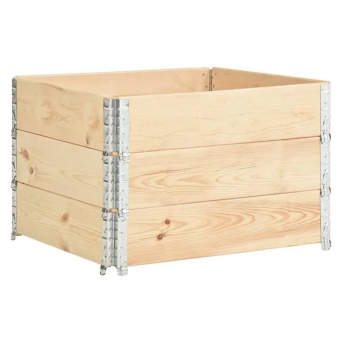 Furnicato Hochbeet - 100 x 100 x 19 cm, Holz, Braun - Helle Holz-Palettenaufsatzrahmen, aus Brettern mit Metallscharnieren verbunden.