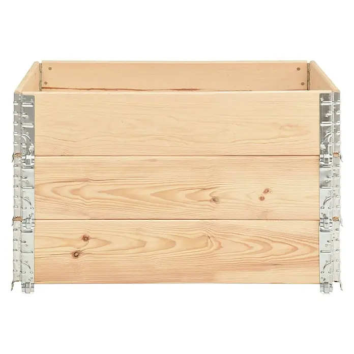 Furnicato Hochbeet - 100 x 100 x 19 cm, Holz, Braun - Rechteckiger Palettenaufsatz aus hellen Holzbrettern mit silbernen Metallscharnieren.