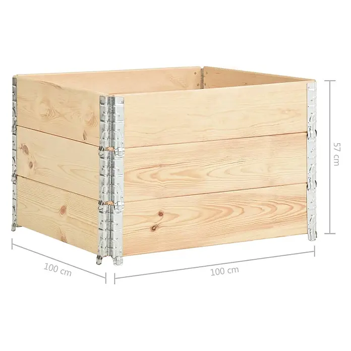 Furnicato Hochbeet - 100 x 100 x 19 cm, Holz, Braun - Quadratisches Hochbeet aus hellem Holz mit drei Lagen Brettern und Metalleckscharnieren.