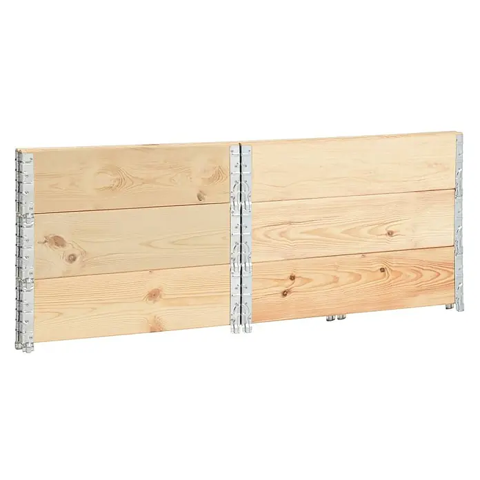 Furnicato Hochbeet - 100 x 100 x 19 cm, Holz, Braun - Zwei Abschnitte einer Palettenaufsatzrahmen-Erweiterung oder Hochbeet-Elemente aus hellem Holz mit Metallscharnieren.