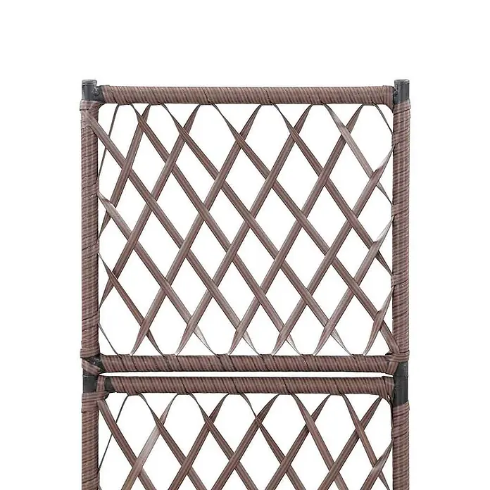 Furnicato Hochbeet - 30 x 30 x 107 cm, Kunststoff, Braun - Braunes geflochtenes Paneel im Rattan-Stil mit Kreuzgittermuster, ideal für Sichtschutzwände oder Trennwände.