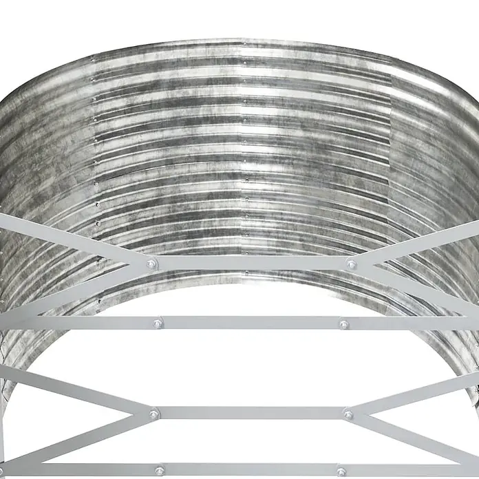 Furnicato Hochbeet - 554 x 100 x 68 cm, Stahl, Silber - Verzinkter Wellblech-Lichtschacht mit hellgrauem Kreuzstreben-Sicherheitsrost.