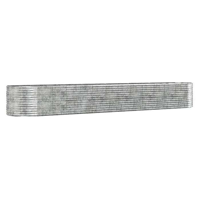 Furnicato Hochbeet - 554 x 100 x 68 cm, Stahl, Silber - Ein langer Streifen silberner Metallklammern für einen Hefter.