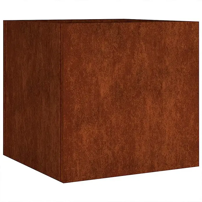 Furnicato Hochbeet - 41 x 40 x 40 cm, Stahl, Braun - Quadratischer Pflanzkübel aus verwittertem, rotbraunem Cortenstahl.