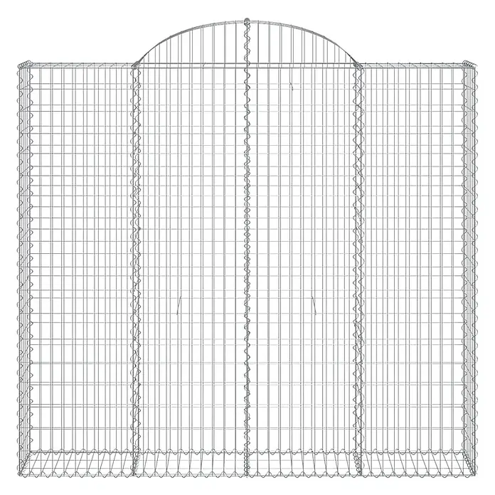 Furnicato Gabione - 200 x 200 x 50 cm, Metall, Maschenbreite: 50 mm, Maschenhöhe: 100 mm - Gabionenkorb aus silbernem Metalldraht mit gewölbter Oberseite für Mauern oder Gartenstrukturen.