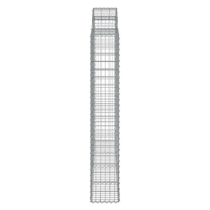 Furnicato Gabione - 200 x 200 x 50 cm, Metall, Maschenbreite: 50 mm, Maschenhöhe: 100 mm - Hoher rechteckiger Gabionenkorb aus grauem Drahtgitter mit Spiralverbindern.