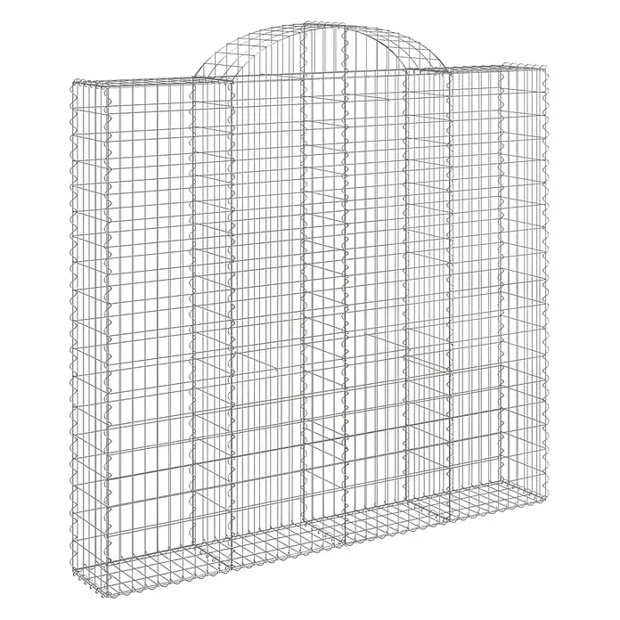 Furnicato Gabione - 200 x 200 x 50 cm, Metall, Maschenbreite: 50 mm, Maschenhöhe: 100 mm - Silberfarbener Drahtgitter-Gabionenkorb mit gewölbter Oberseite, für Stützmauern oder Gartengestaltung.