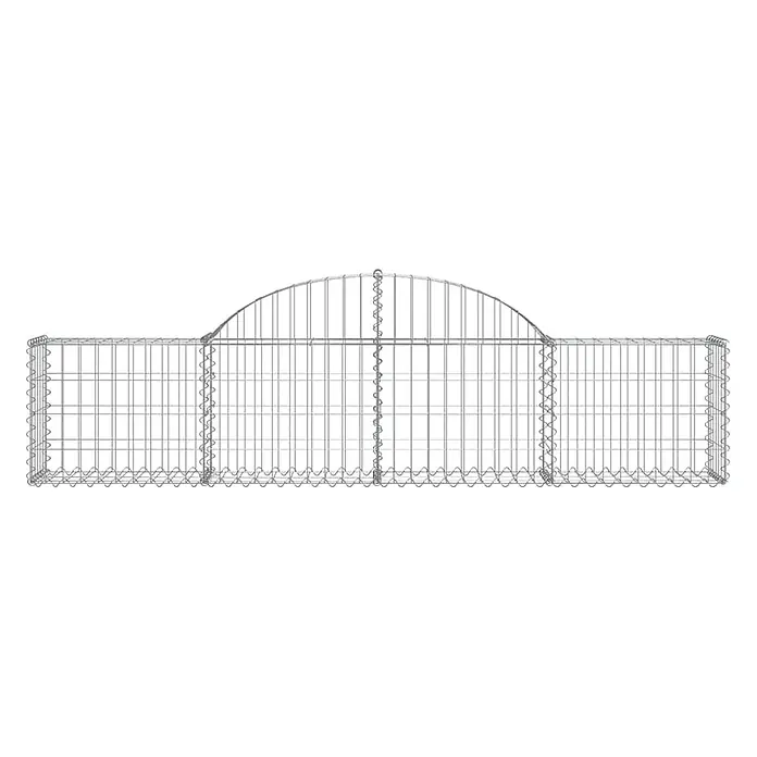 Furnicato Gabione - 60 x 200 x 30 cm, Metall, Maschenbreite: 50 mm, Maschenhöhe: 100 mm - Drahtgitter-Gabionenkorb mit rechteckiger Basis und gewölbtem Oberteil.