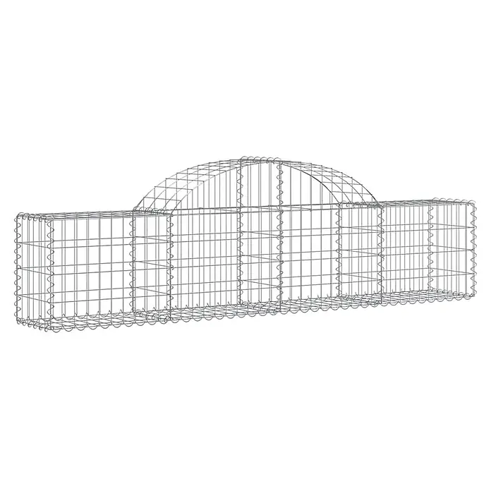 Furnicato Gabione - 60 x 200 x 30 cm, Metall, Maschenbreite: 50 mm, Maschenhöhe: 100 mm - Grauer Drahtgeflecht-Gabionenkorb mit langem, rechteckigem Boden und gewölbtem Oberteil.
