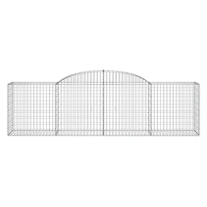 Furnicato Gabione - 50 x 300 x 100 cm, Metall, Maschenbreite: 50 mm, Maschenhöhe: 100 mm - Gabionenkorb aus silbernem Metalldraht mit rechteckigem Boden und gewölbtem Oberteil.