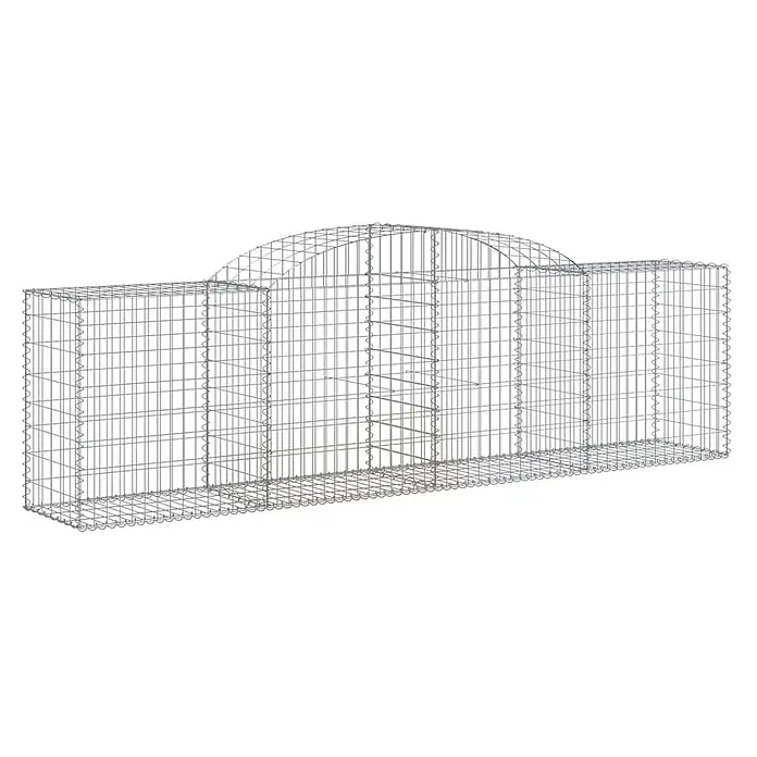 Furnicato Gabione - 50 x 300 x 100 cm, Metall, Maschenbreite: 50 mm, Maschenhöhe: 100 mm - Silberner Drahtgitter-Gabionenkorb mit rechteckigem Boden und gewölbter Oberseite.