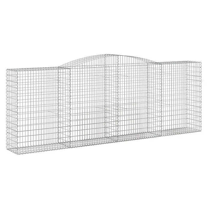 Furnicato Gabione - 160 x 400 x 50 cm, Metall, Maschenbreite: 50 mm, Maschenhöhe: 100 mm - Silberner verzinkter Drahtgeflecht-Gabionenkorb, rechteckig mit gewölbtem Oberteil, für Landschaftsbau und Bau.