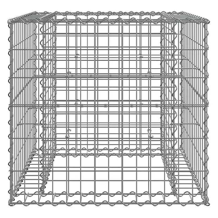Furnicato Gabionen-Pflanzkübel verzinktes Eisen 70x70x65 cm silbern -  - Grauer Metallgitter-Gabionenkorb für Stützmauern und Landschaftsgestaltung.