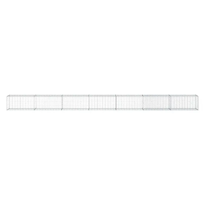 Furnicato Gabione - 700 x 50 x 50 cm, Metall, Maschenbreite: 50 mm, Maschenhöhe: 100 mm - Langer, rechteckiger Gabionenkorb aus grauem Drahtgeflecht.