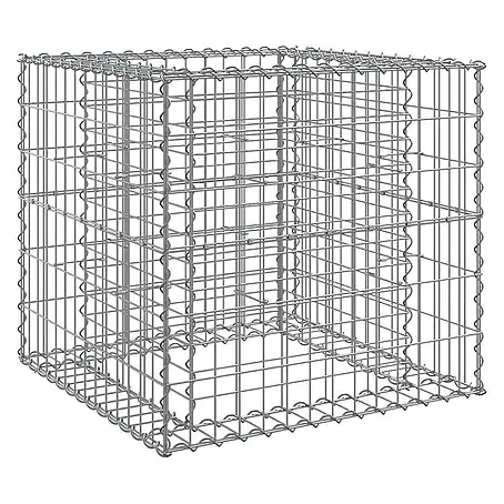 Furnicato Gabionen-Pflanzkübel verzinktes Eisen 70x70x65 cm silbern