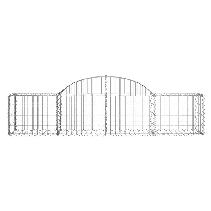 Furnicato Gabione - 60 x 200 x 50 cm, Metall, Maschenbreite: 50 mm, Maschenhöhe: 100 mm - Grauer Gabionenkorb aus Metalldraht mit rechteckigem Boden und gewölbtem Oberteil für Landschaftsgestaltung.