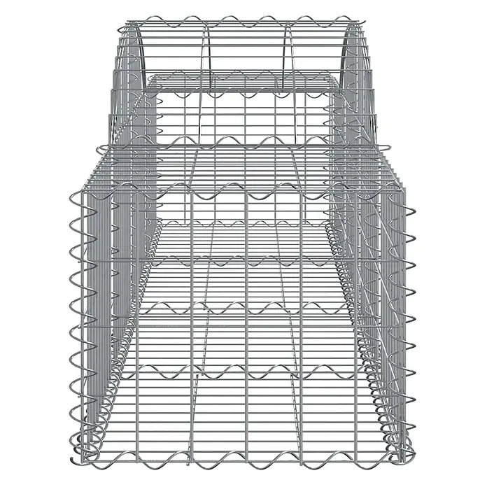 Furnicato Gabione - 50 x 200 x 60 cm, Metall, Maschenbreite: 50 mm, Maschenhöhe: 100 mm - Leerer silberner Drahtgitterkorb mit welligen Trennwänden, für modulare Lagerung oder Landschaftsgestaltung.