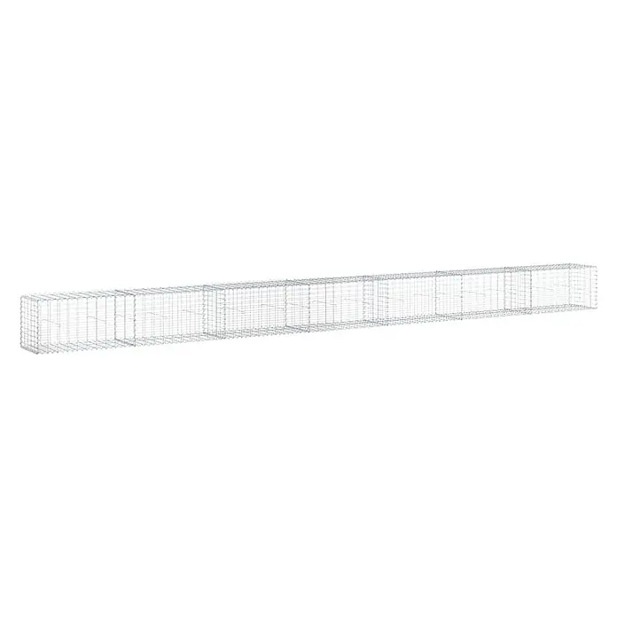 Furnicato Gabione - 700 x 50 x 50 cm, Metall, Maschenbreite: 50 mm, Maschenhöhe: 100 mm - Langer, rechteckiger Gabionenkorb aus silbernem Drahtgeflecht für Bau und Landschaftsgestaltung.