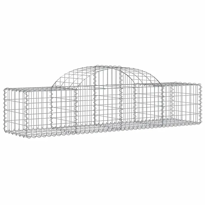 Furnicato Gabione - 50 x 200 x 60 cm, Metall, Maschenbreite: 50 mm, Maschenhöhe: 100 mm - Grauer Gabionenrahmen aus Metalldraht, geformt wie eine lange Bank mit gebogener Rückenlehne.