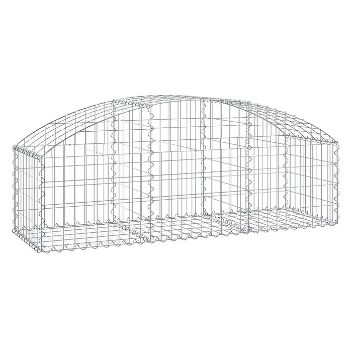 Furnicato Gabione - 60 x 150 x 50 cm, Metall, Maschenbreite: 50 mm, Maschenhöhe: 100 mm - Gewölbter Gabionenkorb aus silbernem Drahtgeflecht für die Landschaftsgestaltung.