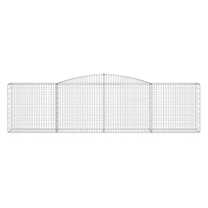 Furnicato Gabione - 120 x 400 x 50 cm, Metall, Maschenbreite: 50 mm, Maschenhöhe: 100 mm - Silberner Drahtgeflecht-Gabionenkäfig mit zentralem Bogendach, ideal für Landschaftsbau oder Stützmauern.