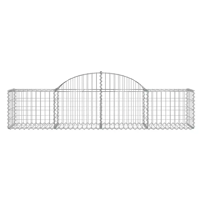 Furnicato Gabione - 60 x 200 x 50 cm, Metall, Maschenbreite: 50 mm, Maschenhöhe: 100 mm - Drahtgitter-Gabionenkorb mit gewölbtem Oberteil.