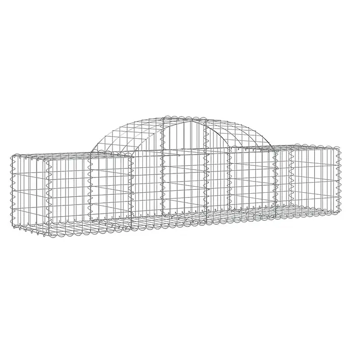 Furnicato Gabione - 60 x 200 x 50 cm, Metall, Maschenbreite: 50 mm, Maschenhöhe: 100 mm - Auto-förmiger grauer Drahtgitter-Gabionenkorb mit rechteckigem Boden und gewölbtem Verdeck.