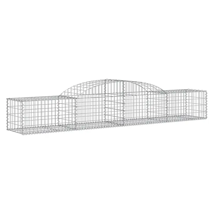 Furnicato Gabione - 60 x 300 x 50 cm, Metall, Maschenbreite: 50 mm, Maschenhöhe: 100 mm - Grauer Drahtgitter-Gabionenkorb mit zentralem Bogenabschnitt und flachen Enden.