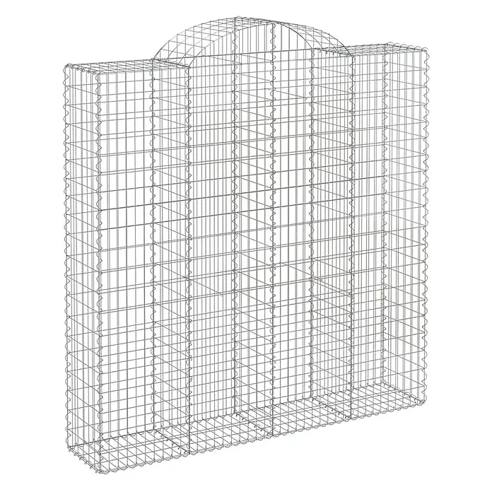 Furnicato Gabione - 50 x 200 x 220 cm, Metall, Maschenbreite: 50 mm, Maschenhöhe: 100 mm - Verzinkter Drahtgeflecht-Gabion, rechteckig mit Rundbogen, für Stützmauern oder Landschaftsgestaltung.
