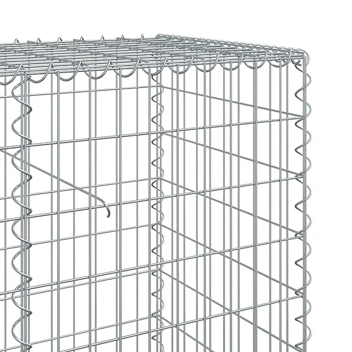 Furnicato Gabione - 300 x 50 x 100 cm, Metall, Maschenbreite: 50 mm, Maschenhöhe: 100 mm - Silbergrauer Draht-Gabionenkorb mit Spiralverbindern.