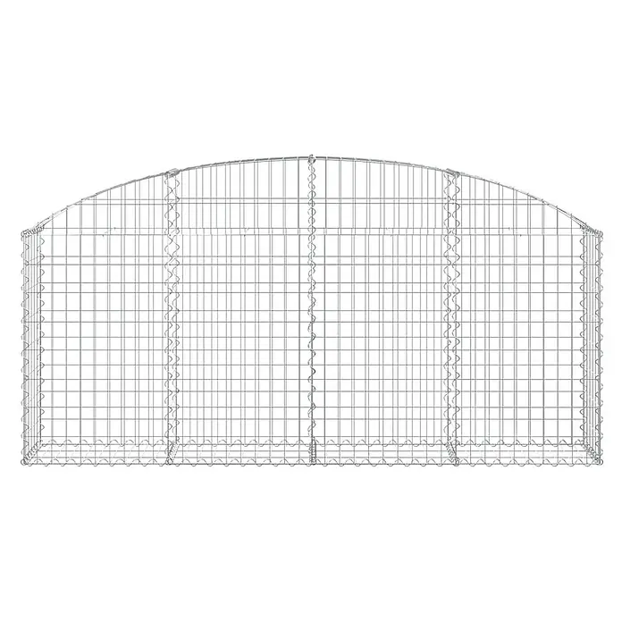 Furnicato Gabione - 100 x 200 x 30 cm, Metall, Maschenbreite: 50 mm, Maschenhöhe: 100 mm - Silberfarbener Drahtgitter-Gabionenkorb mit gewölbter Oberseite.