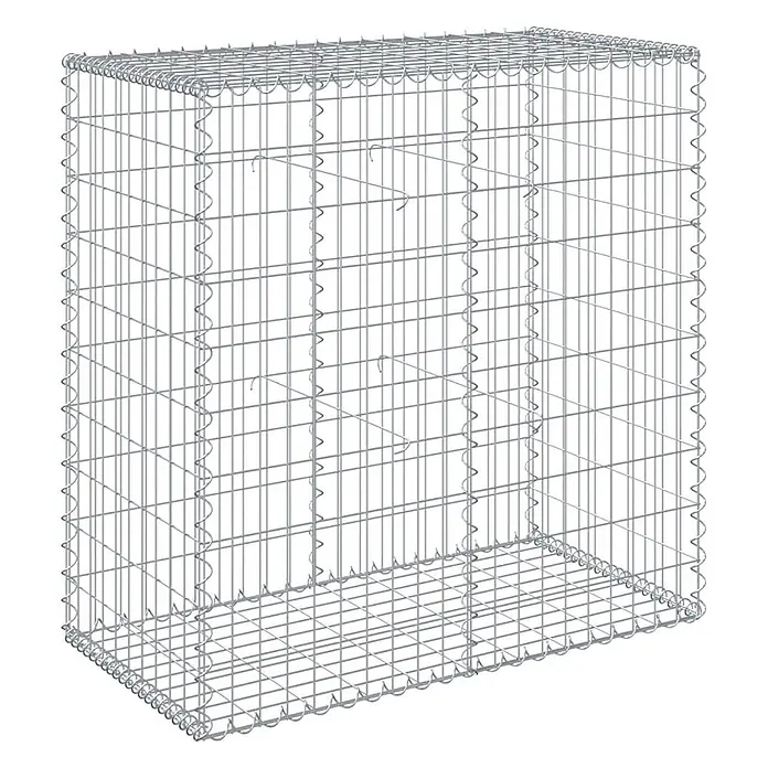 Furnicato Gabione - 100 x 50 x 100 cm, Metall, Maschenbreite: 50 mm, Maschenhöhe: 100 mm - Leerer rechteckiger Gabionenkorb aus silbernem Drahtgeflecht.