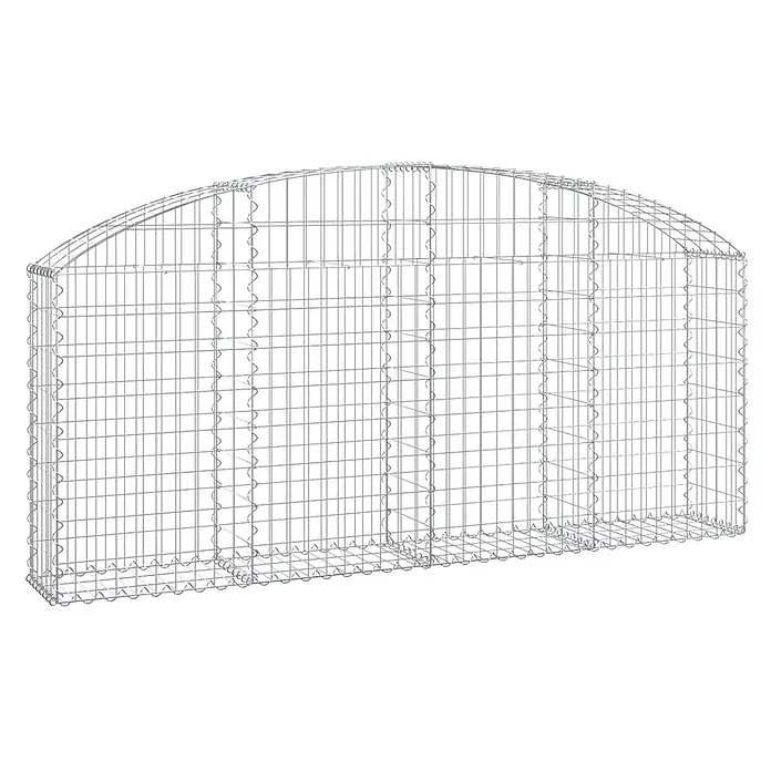 Furnicato Gabione - 100 x 200 x 30 cm, Metall, Maschenbreite: 50 mm, Maschenhöhe: 100 mm - Silberfarbener Drahtgeflecht-Gabionenkasten mit abgerundeter Oberseite für Garten- und Landschaftsbauprojekte.