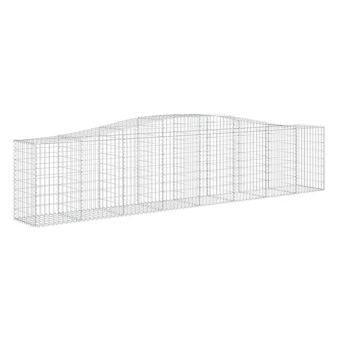 Furnicato Gabione - 50 x 400 x 100 cm, Metall, Maschenbreite: 50 mm, Maschenhöhe: 100 mm - Großer leerer Gabionenkorb aus Metallgitter mit wellenförmiger, geschwungener Oberseite.