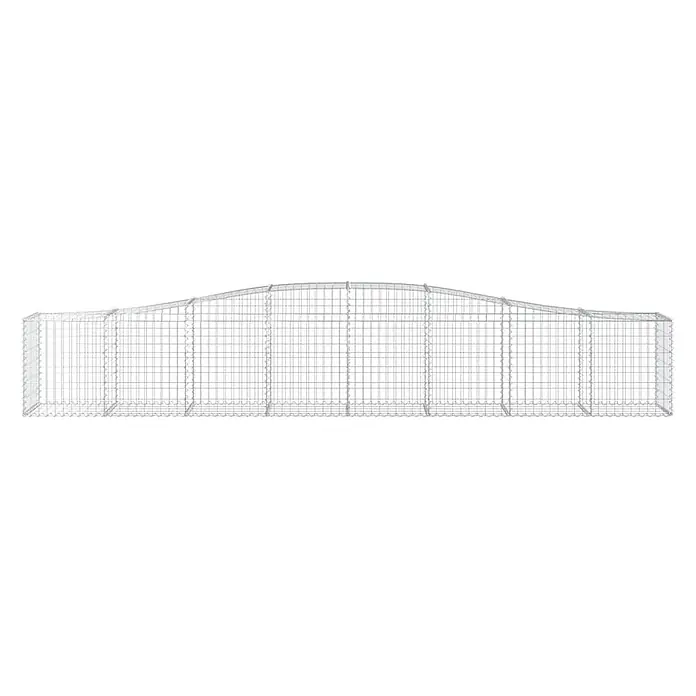 Furnicato Gabione - 80 x 400 x 50 cm, Metall, Maschenbreite: 50 mm, Maschenhöhe: 100 mm - Langer Gabionenkorb aus silbernem Drahtgeflecht mit gewellter Oberkante, ideal für dekorative Landschaftsgestaltungsprojekte.