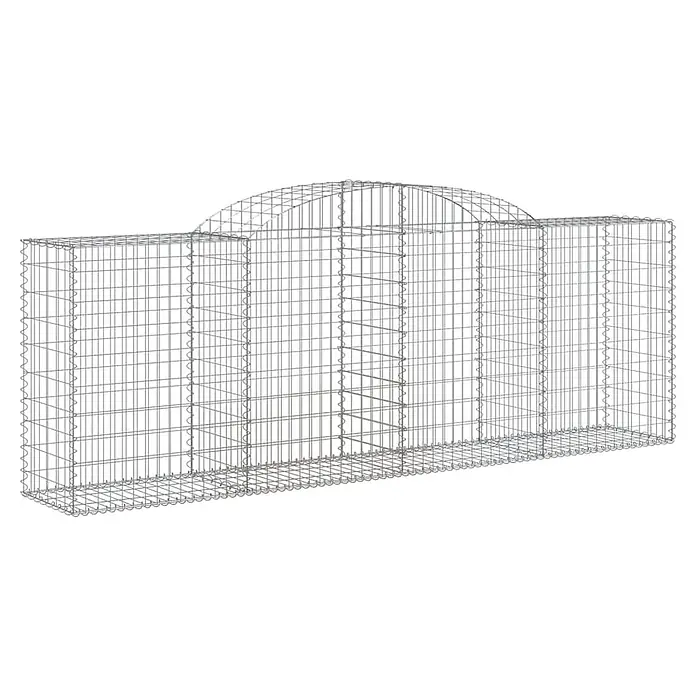 Furnicato Gabione - 50 x 300 x 120 cm, Metall, Maschenbreite: 50 mm, Maschenhöhe: 100 mm - Silberner Drahtgitter-Gabionenkorb mit langem, rechteckigem Boden und gewölbtem Mittelteil.